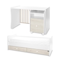 Bed TREND PLUS NEW white+light oak Variant A /teen bed; study desk&cupboard/